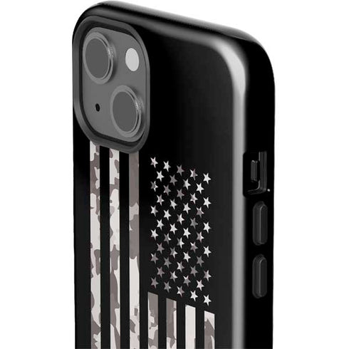 Black and White Camo American Flag iPhone 13 Impact Case