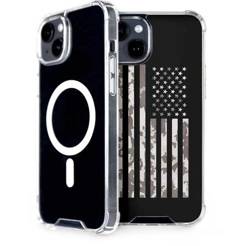 Black and White Camo American Flag iPhone 13 MagSafe Case