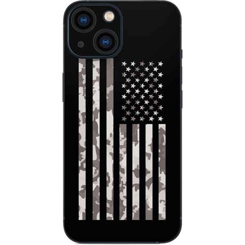 Black and White Camo American Flag iPhone 13 Mini Skin