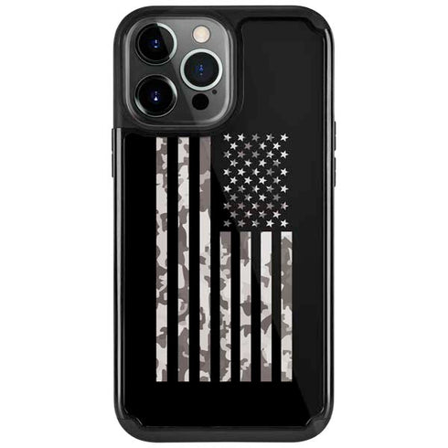 Black and White Camo American Flag iPhone 13 Pro Cargo Case
