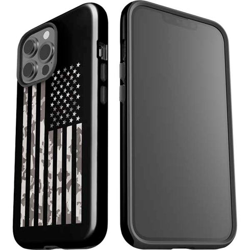Black and White Camo American Flag iPhone 13 Pro Max Impact Case