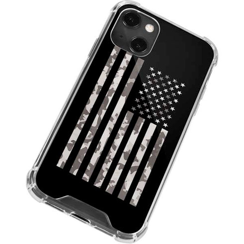 Black and White Camo American Flag iPhone 14 Plus Clear Case