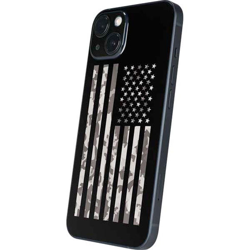 Black and White Camo American Flag iPhone 14 Plus Skin