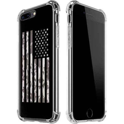 Black and White Camo American Flag iPhone 7/8 Plus Clear Case