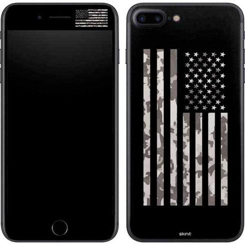 Black and White Camo American Flag iPhone 8 Plus Skin