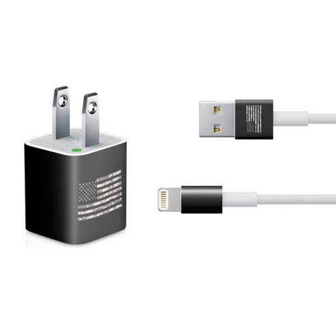 Black and White Camo American Flag iPhone Charger (5W USB) Skin