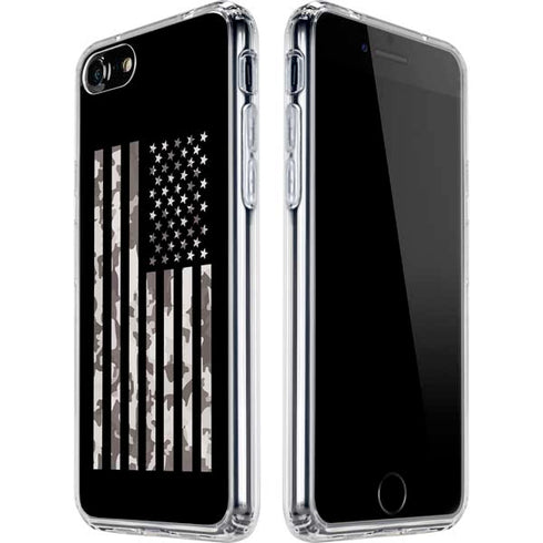 Black and White Camo American Flag iPhone SE (2nd & 3rd Gen) Clear Case