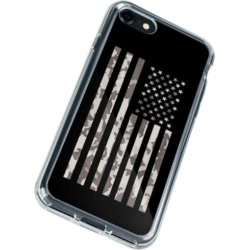 Black and White Camo American Flag iPhone SE (2nd & 3rd Gen) Clear Case