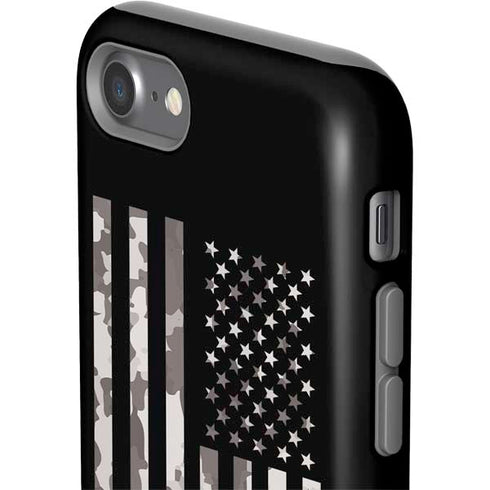 Black and White Camo American Flag iPhone SE (2nd & 3rd Gen) Pro Case