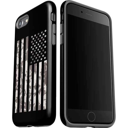 Black and White Camo American Flag iPhone SE (2nd & 3rd Gen) Pro Case