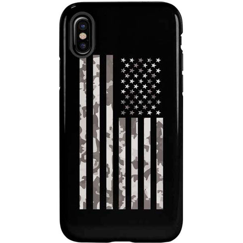 Black and White Camo American Flag iPhone X Pro Case