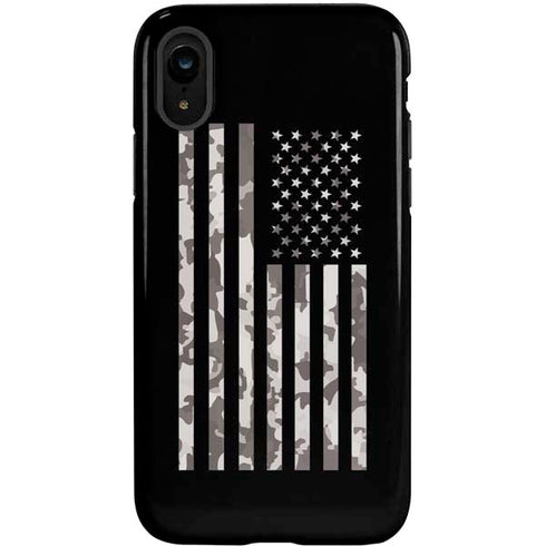 Black and White Camo American Flag iPhone XR Pro Case
