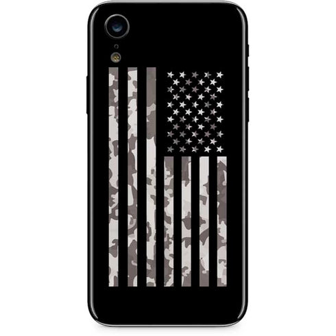 Black and White Camo American Flag iPhone XR Skin