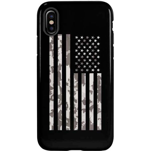 Black and White Camo American Flag iPhone XS Pro Case