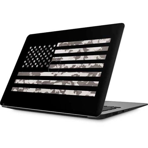 Black and White Camo American Flag Apple MacBook Skin