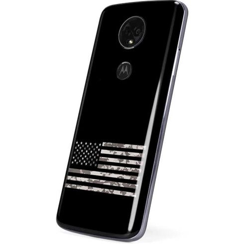 Black and White Camo American Flag Moto E5 Plus Skin