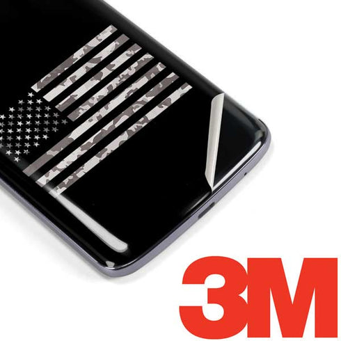 Black and White Camo American Flag Moto E5 Plus Skin