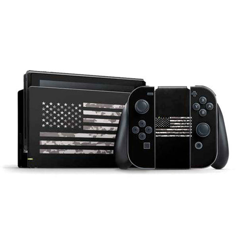 Black and White Camo American Flag Nintendo Switch Bundle Skin