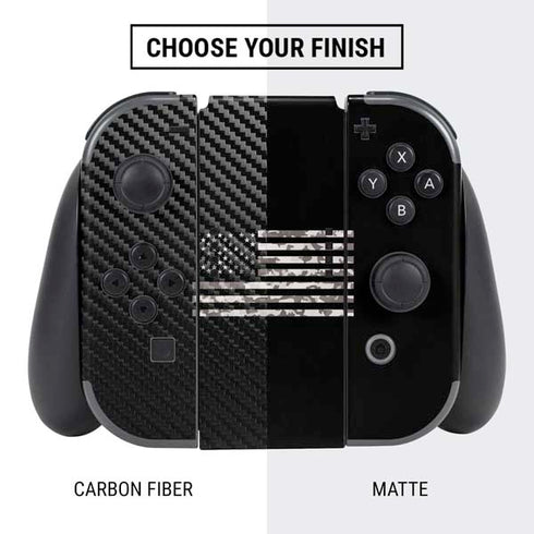 Black and White Camo American Flag Nintendo Switch Bundle Skin