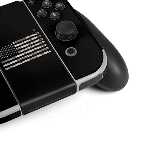Black and White Camo American Flag Nintendo Switch OLED (2021) Skin