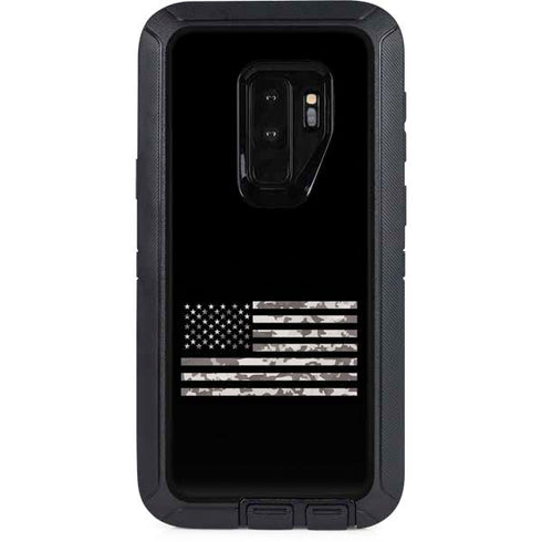 Black and White Camo American Flag Otterbox Defender Galaxy Skin