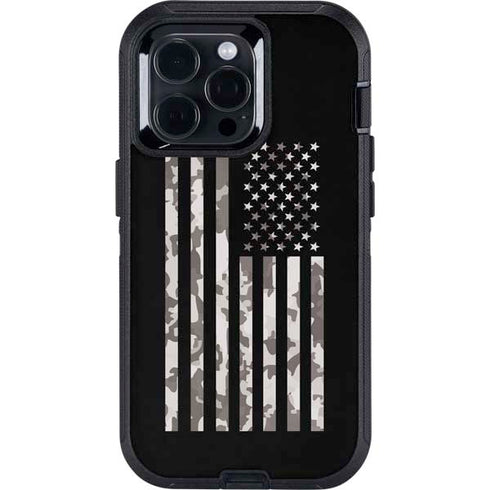 Black and White Camo American Flag Otterbox Defender iPhone Skin