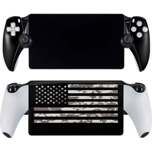 Black and White Camo American Flag PlayStation Portal Remote Player Skin