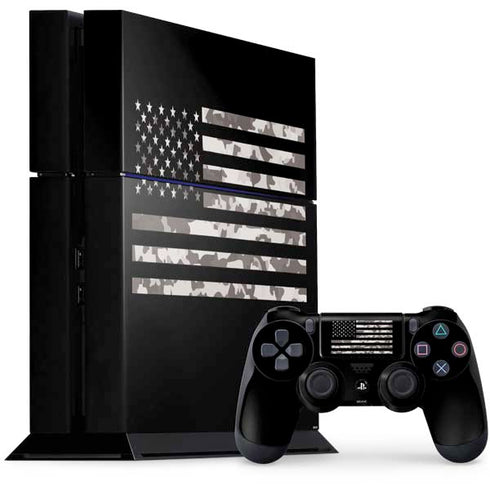 Black and White Camo American Flag PS4 Console and Controller Bundle Skin