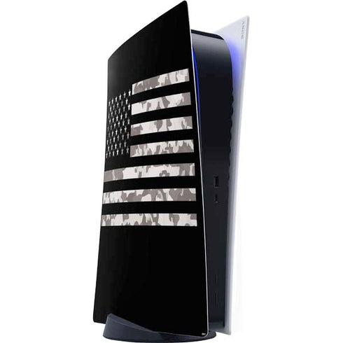 Black and White Camo American Flag PS5 Digital Edition Console Skin