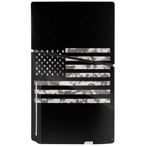 Black and White Camo American Flag PS5 Slim Disk Console Skin