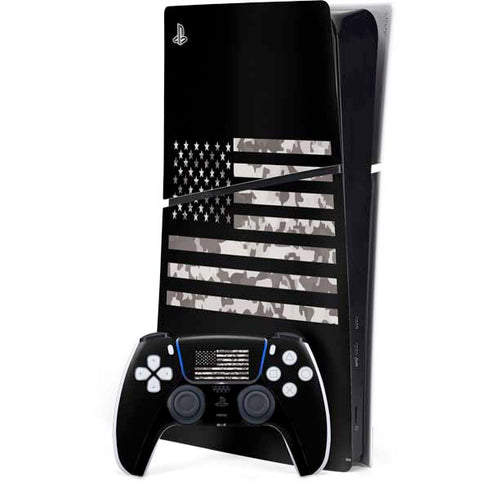 Black and White Camo American Flag PS5 Slim Digital Edition Console Skin