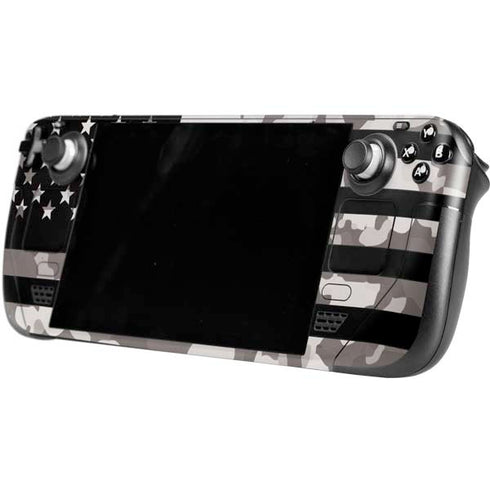 Black and White Camo American Flag Steam Deck Handheld Gaming Computer Skin