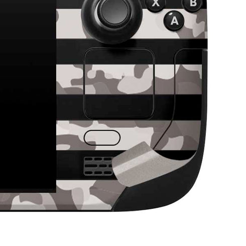 Black and White Camo American Flag Steam Deck Handheld Gaming Computer Skin