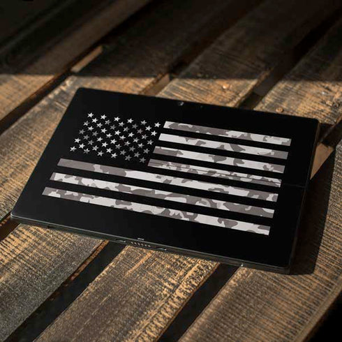 Black and White Camo American Flag Surface Pro 7 Skin
