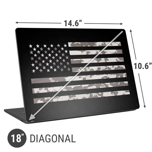 Black and White Camo American Flag Universal Laptop 18in (14.6 x 10.6in) Skin
