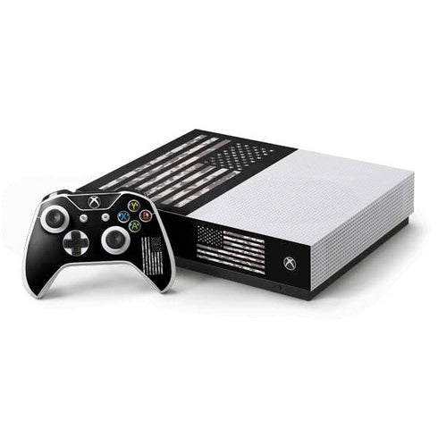 Black and White Camo American Flag Xbox One S All-Digital Edition Bundle Skin
