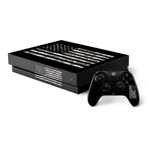 Black and White Camo American Flag Xbox One X Bundle Skin