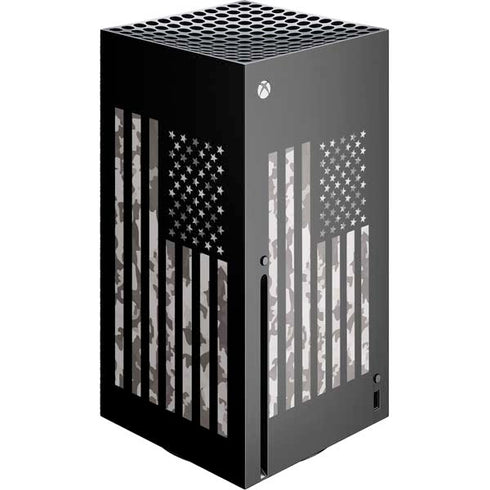 Black and White Camo American Flag Xbox Series X Console Skin