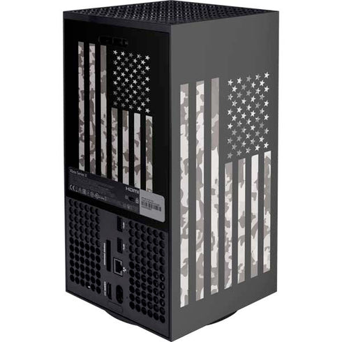 Black and White Camo American Flag Xbox Series X Console Skin