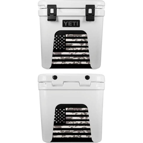 Black and White Camo American Flag YETI Roadie 24 Hard Cooler Skin