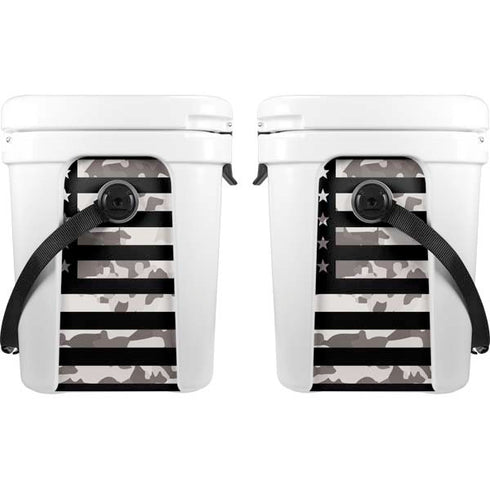 Black and White Camo American Flag YETI Roadie 24 Hard Cooler Skin