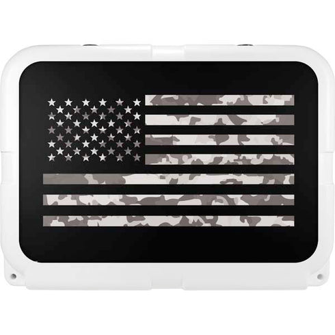 Black and White Camo American Flag YETI Tundra 35 Hard Cooler Skin