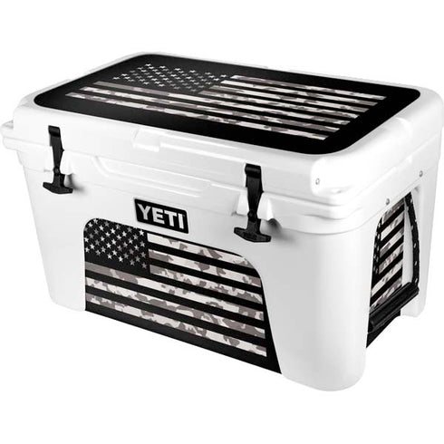 Black and White Camo American Flag YETI Tundra 45 Hard Cooler Skin
