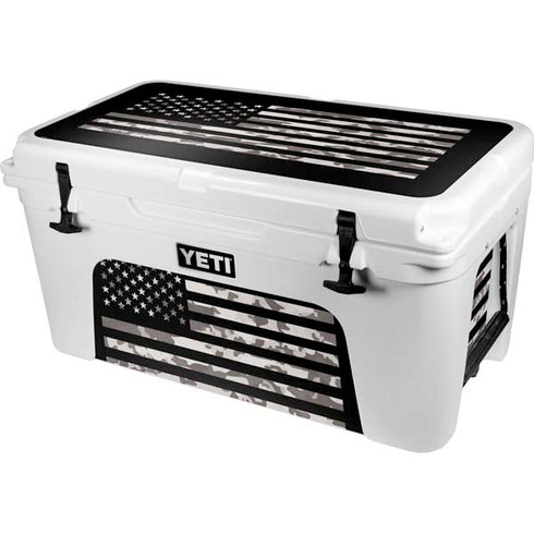 Black and White Camo American Flag YETI Tundra 65 Hard Cooler Skin