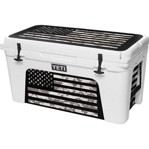 Black and White Camo American Flag YETI Tundra 75 Hard Cooler Skin