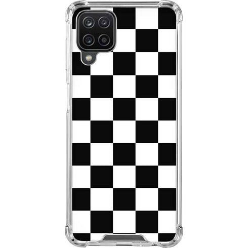 Black and White Checkered Galaxy A12 Clear Case