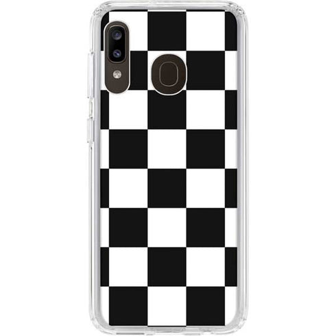 Black and White Checkered Galaxy A20 Clear Case