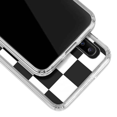 Black and White Checkered Galaxy A20 Clear Case