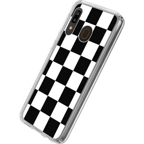 Black and White Checkered Galaxy A20 Clear Case