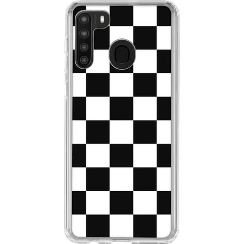 Black and White Checkered Galaxy A21 Clear Case